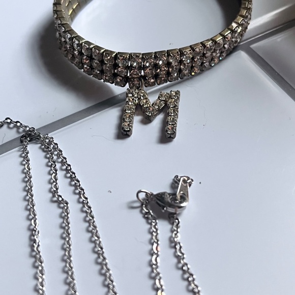 Initial M Jewelry - Sugarfix Pearl M - Rhinestone M Stretch - Silver Tone M Bar - Picture 9 of 9